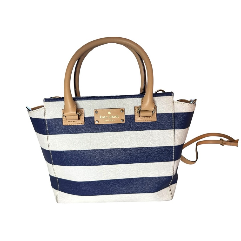 Kate Spade Blue and White Striped Camryn Wellesley Satchel